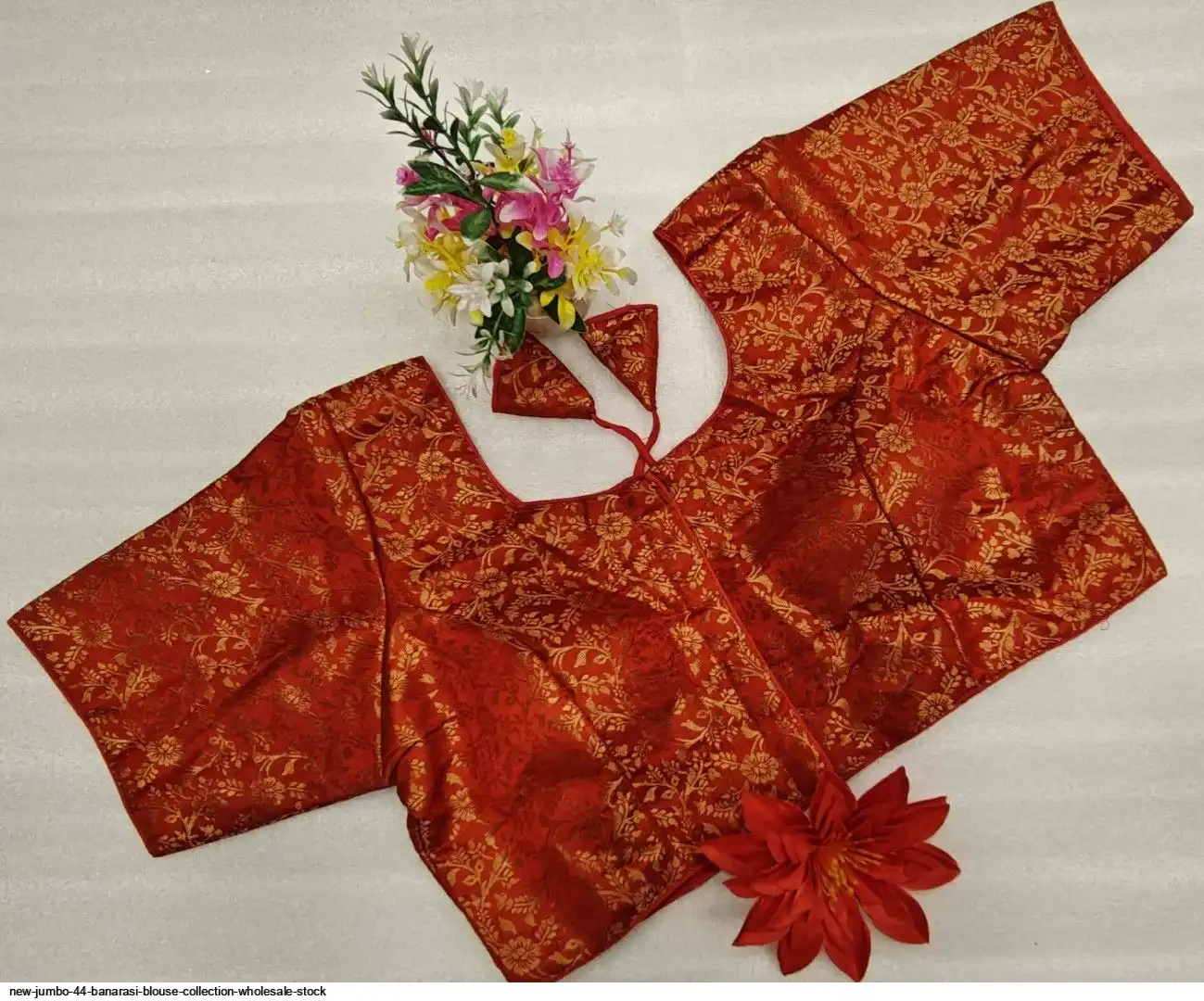 NEW JUMBO 44 BANARASI BLOUSE COLLECTION WHOLESALE STOCK L