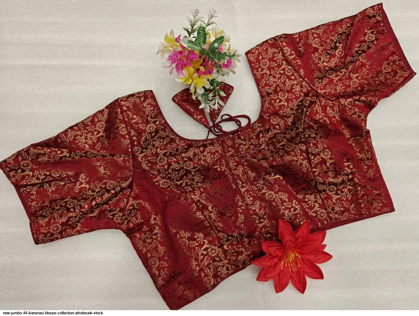 NEW JUMBO 44 BANARASI BLOUSE COLLECTION WHOLESALE STOCK F