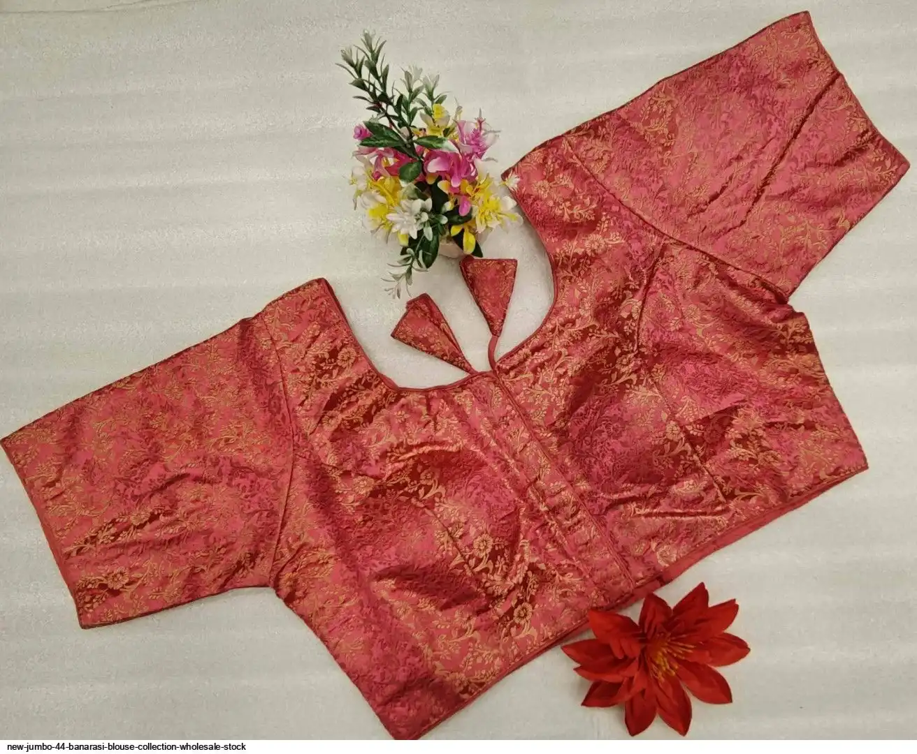 NEW JUMBO 44 BANARASI BLOUSE COLLECTION WHOLESALE STOCK M