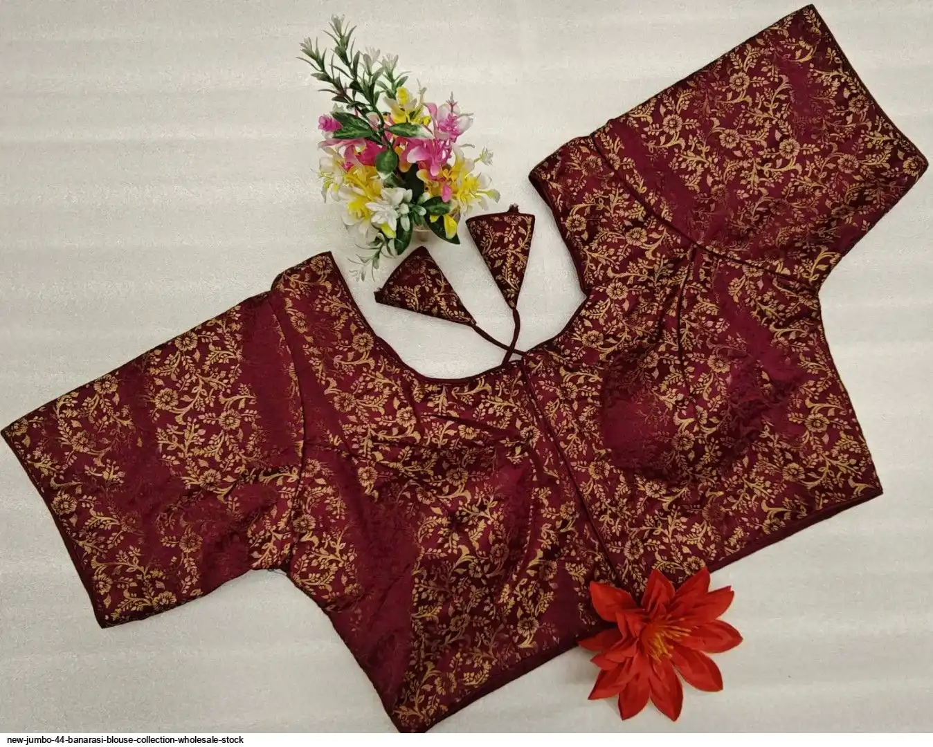 NEW JUMBO 44 BANARASI BLOUSE COLLECTION WHOLESALE STOCK K