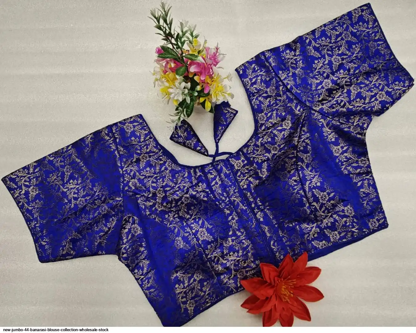 NEW JUMBO 44 BANARASI BLOUSE COLLECTION WHOLESALE STOCK O