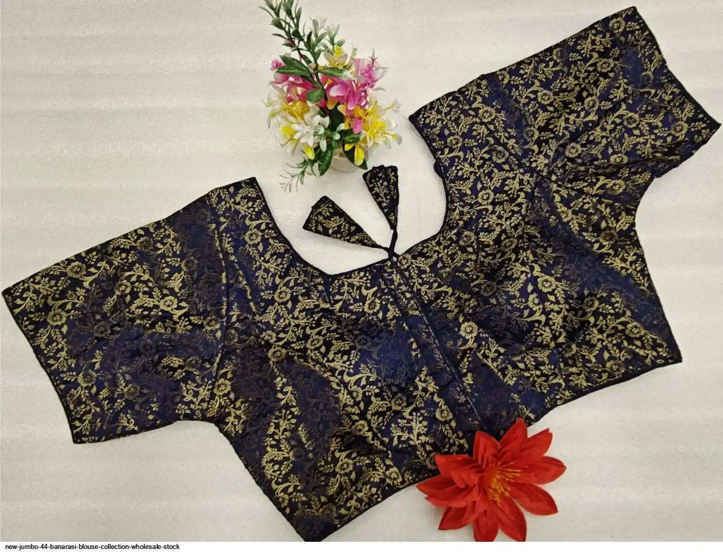 NEW JUMBO 44 BANARASI BLOUSE COLLECTION WHOLESALE STOCK A