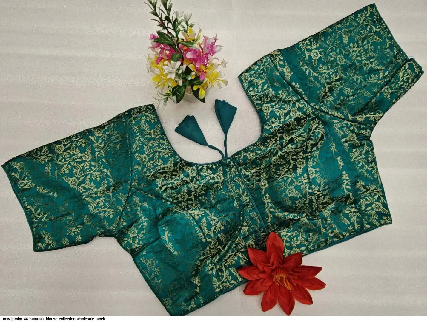 NEW JUMBO 44 BANARASI BLOUSE COLLECTION WHOLESALE STOCK D