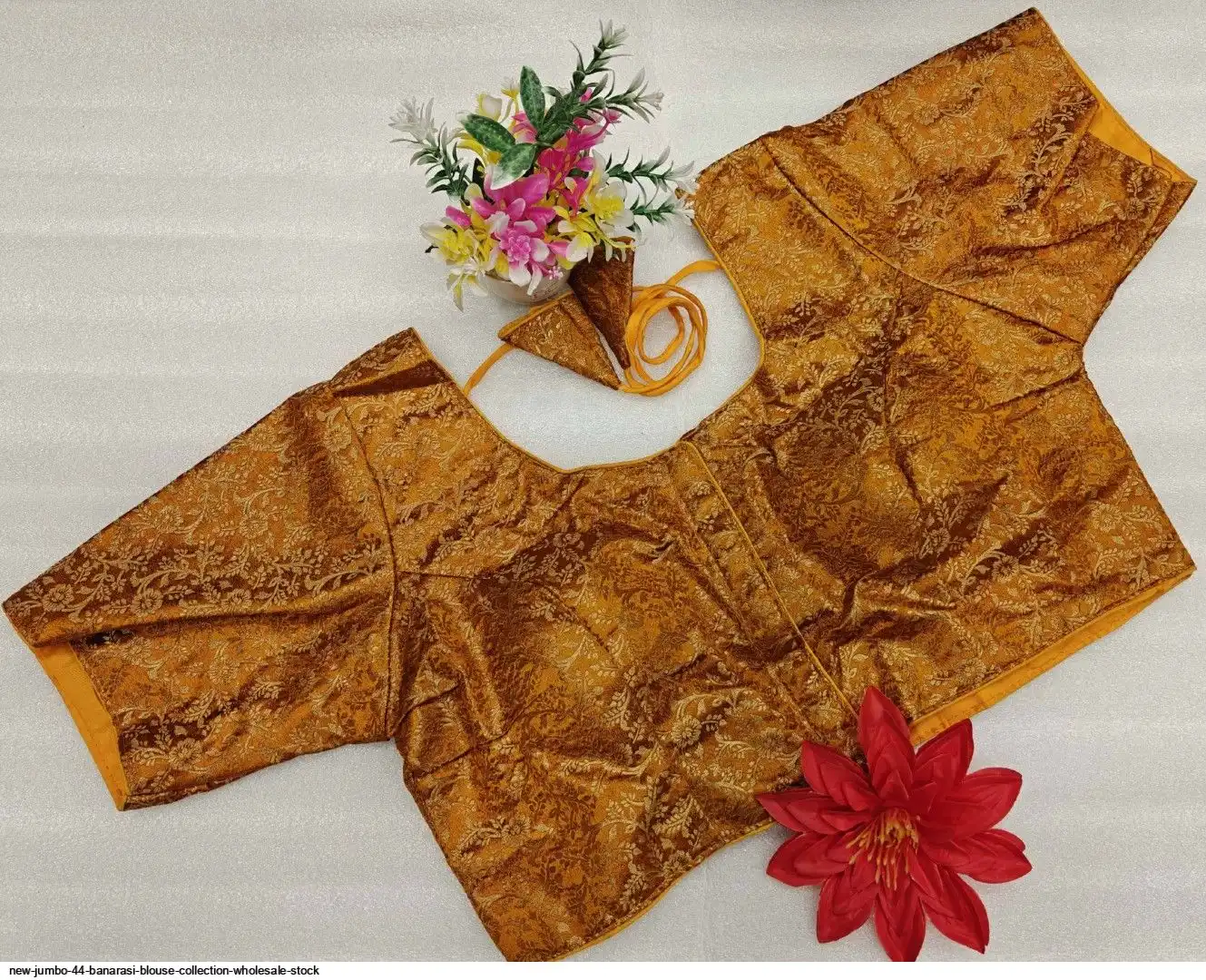 NEW JUMBO 44 BANARASI BLOUSE COLLECTION WHOLESALE STOCK H