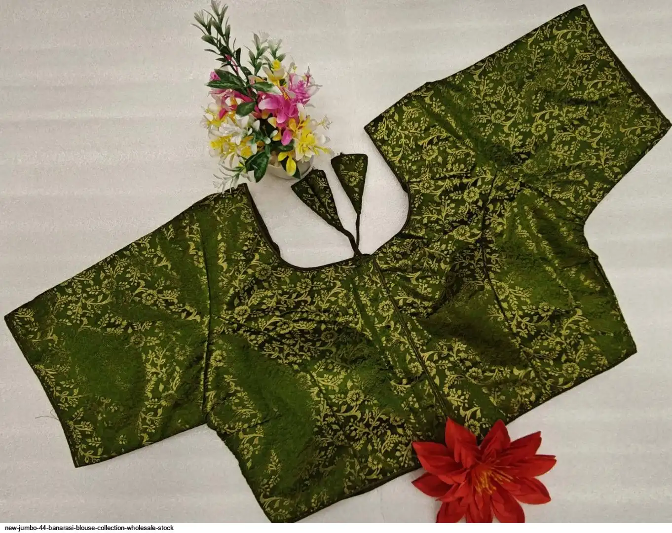 NEW JUMBO 44 BANARASI BLOUSE COLLECTION WHOLESALE STOCK Q