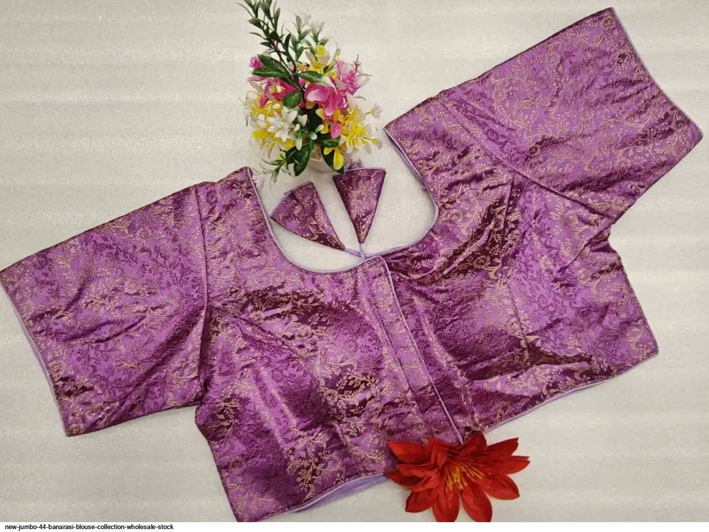 NEW JUMBO 44 BANARASI BLOUSE COLLECTION WHOLESALE STOCK P