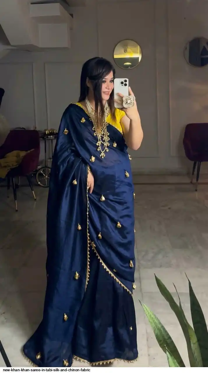 NEW KHAN KHAN SAREE IN TABI SILK AND CHINON FABRIC D