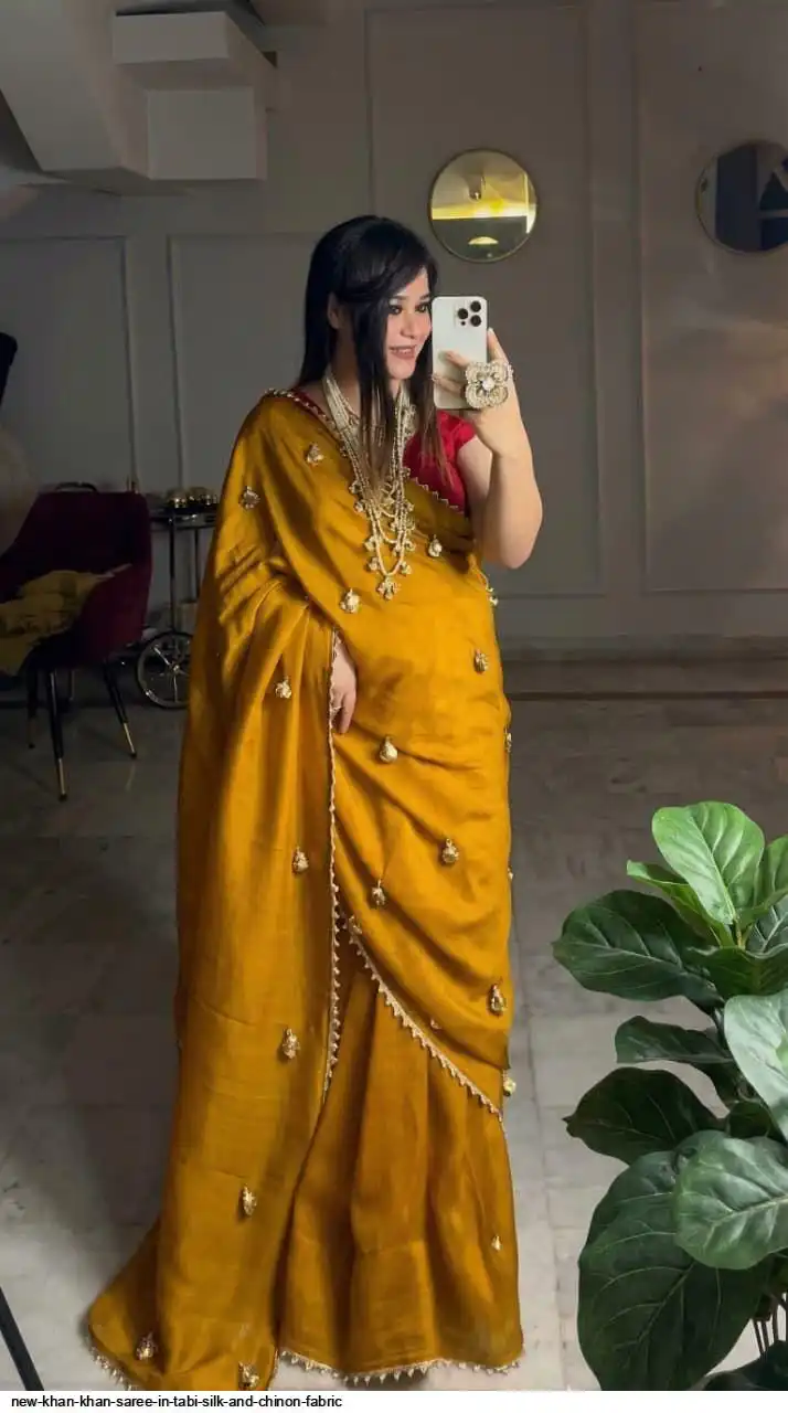 NEW KHAN KHAN SAREE IN TABI SILK AND CHINON FABRIC G