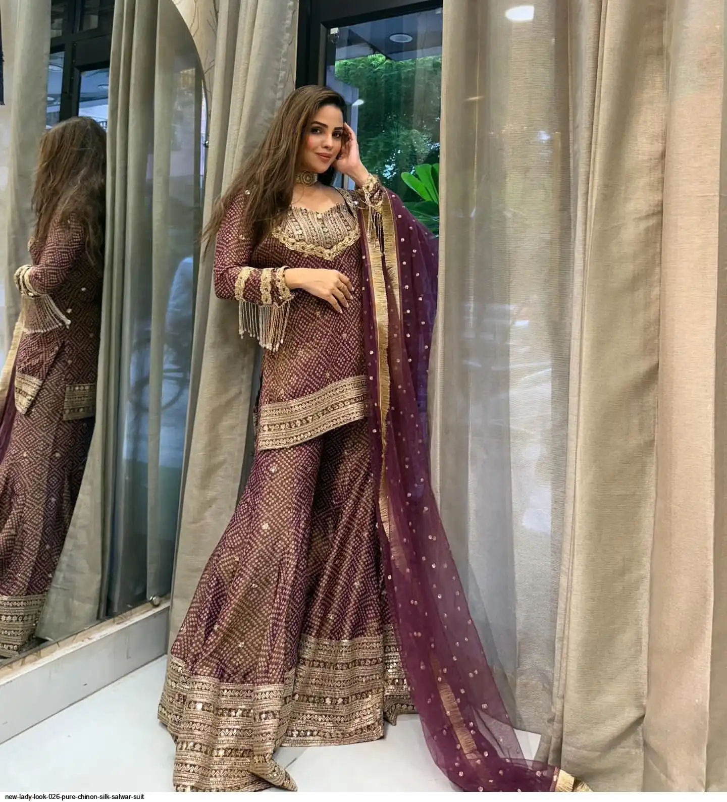 NEW LADY LOOK 026 PURE CHINON SILK SALWAR SUIT 1