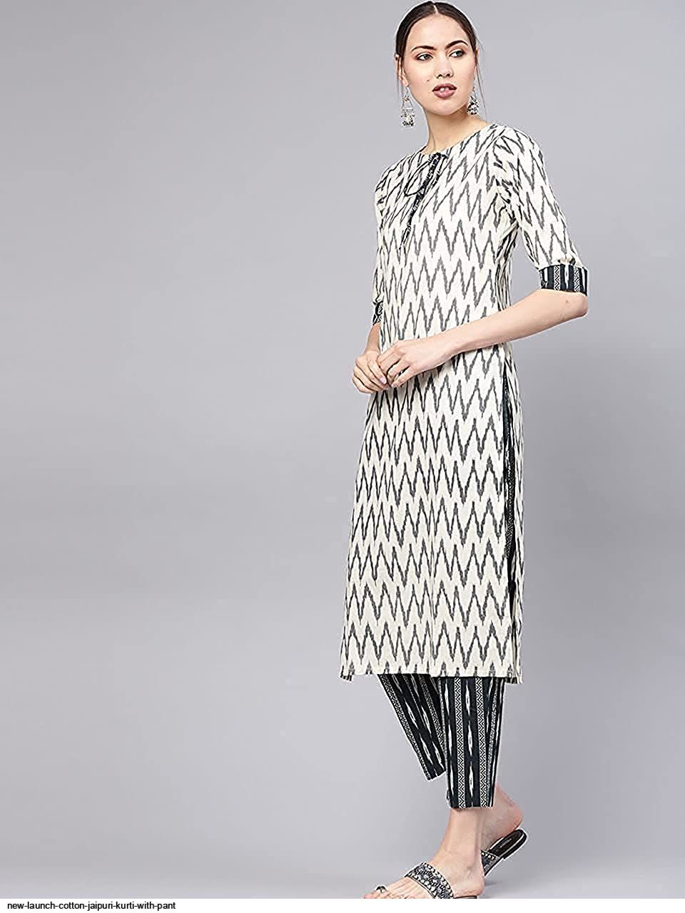 New Launch Cotton Jaipuri kurti with pant