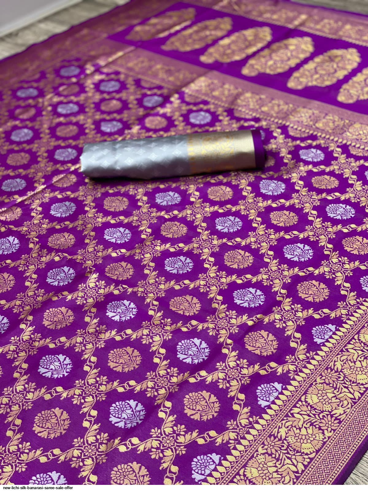 NEW LICHI SILK BANARASI SAREE SALE OFFER D