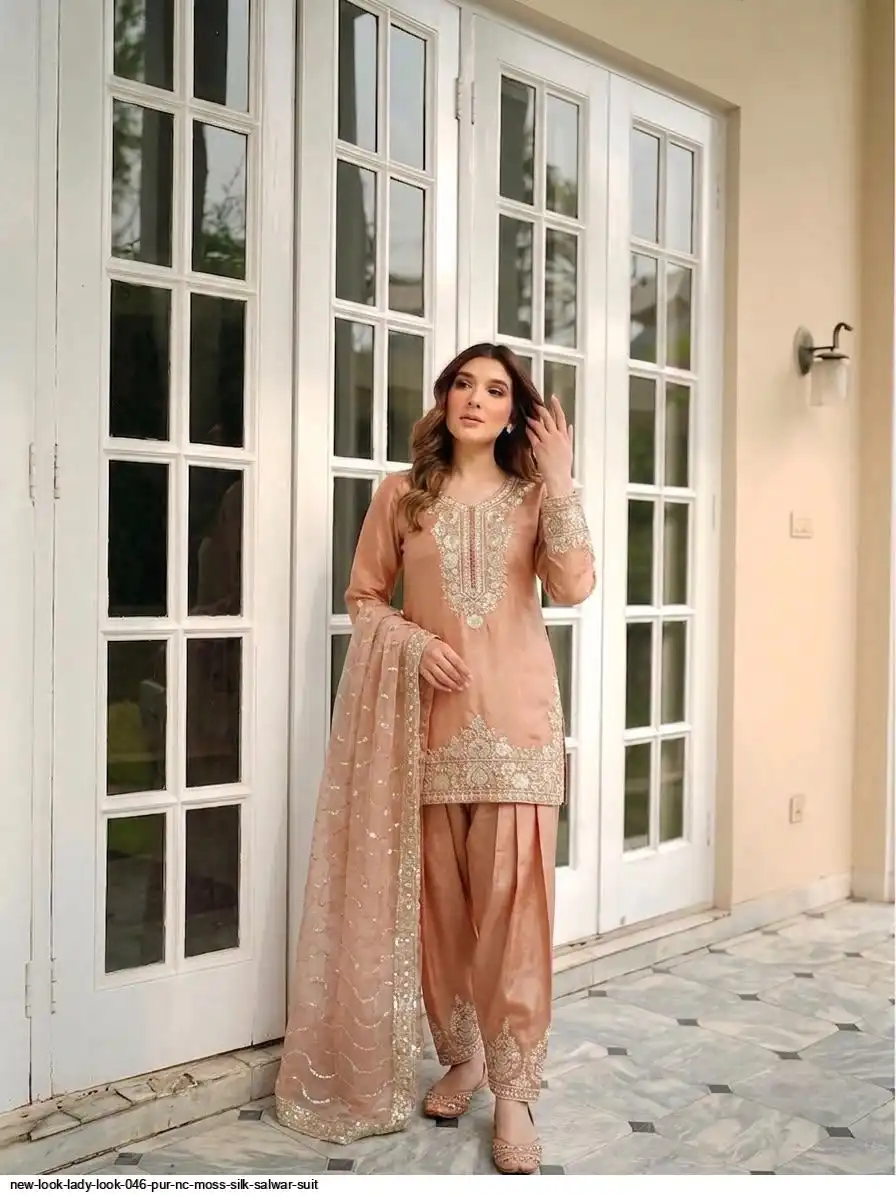 NEW LOOK LADY LOOK 046 PUR NC MOSS SILK SALWAR SUIT 2