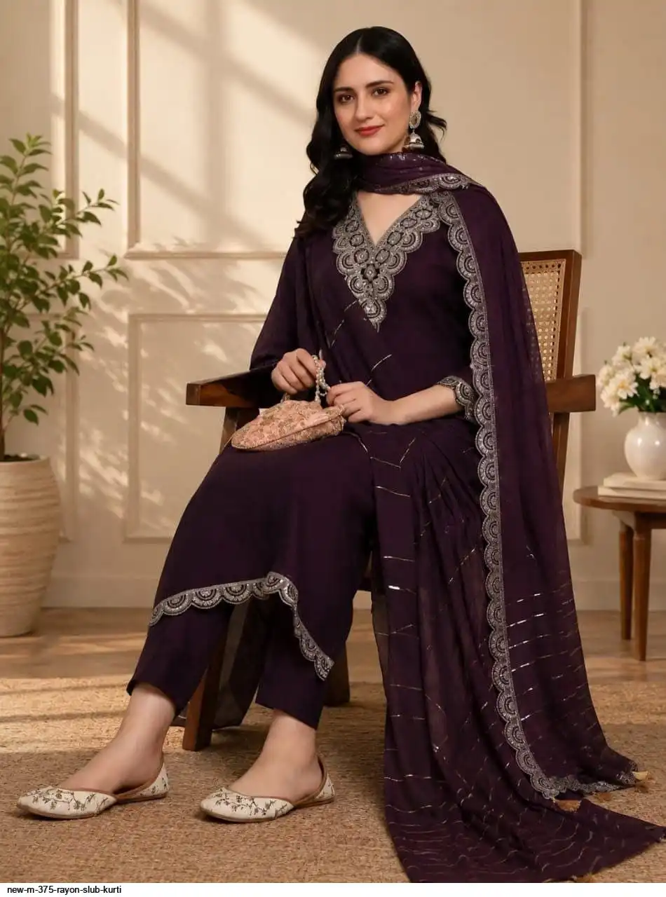 NEW M 375 RAYON SLUB KURTI 3