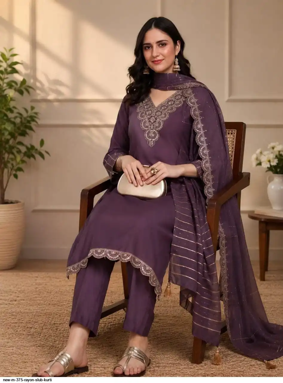 NEW M 375 RAYON SLUB KURTI 5