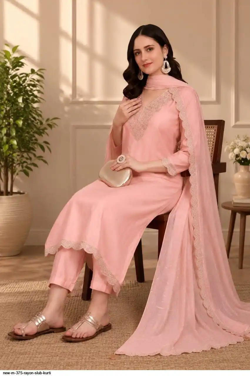 NEW M 375 RAYON SLUB KURTI 6