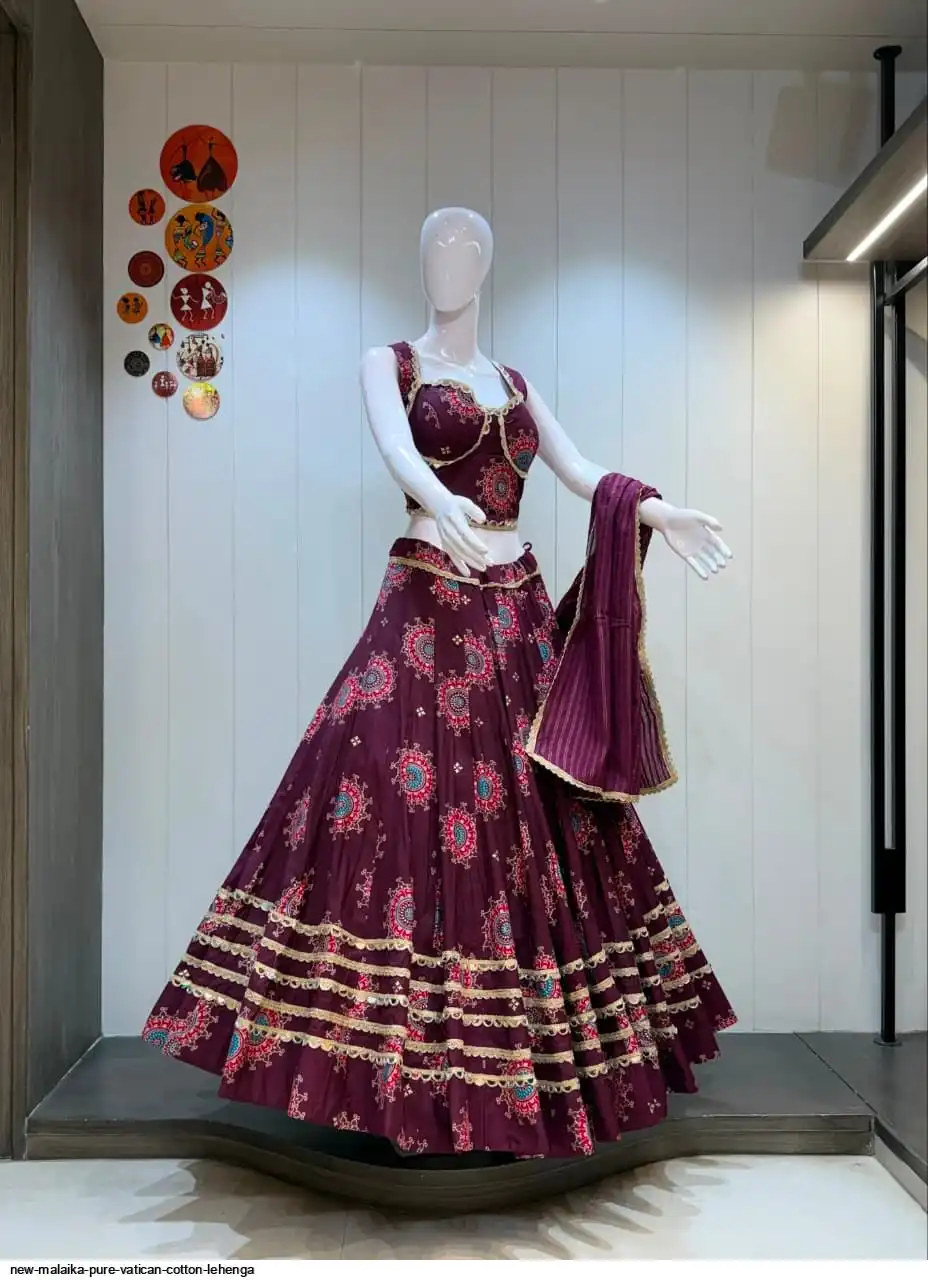 NEW MALAIKA PURE VATICAN COTTON LEHENGA 4