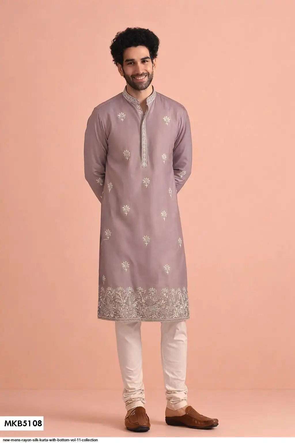 NEW MENS RAYON SILK KURTA WITH BOTTOM VOL 11 COLLECTION MKB5108