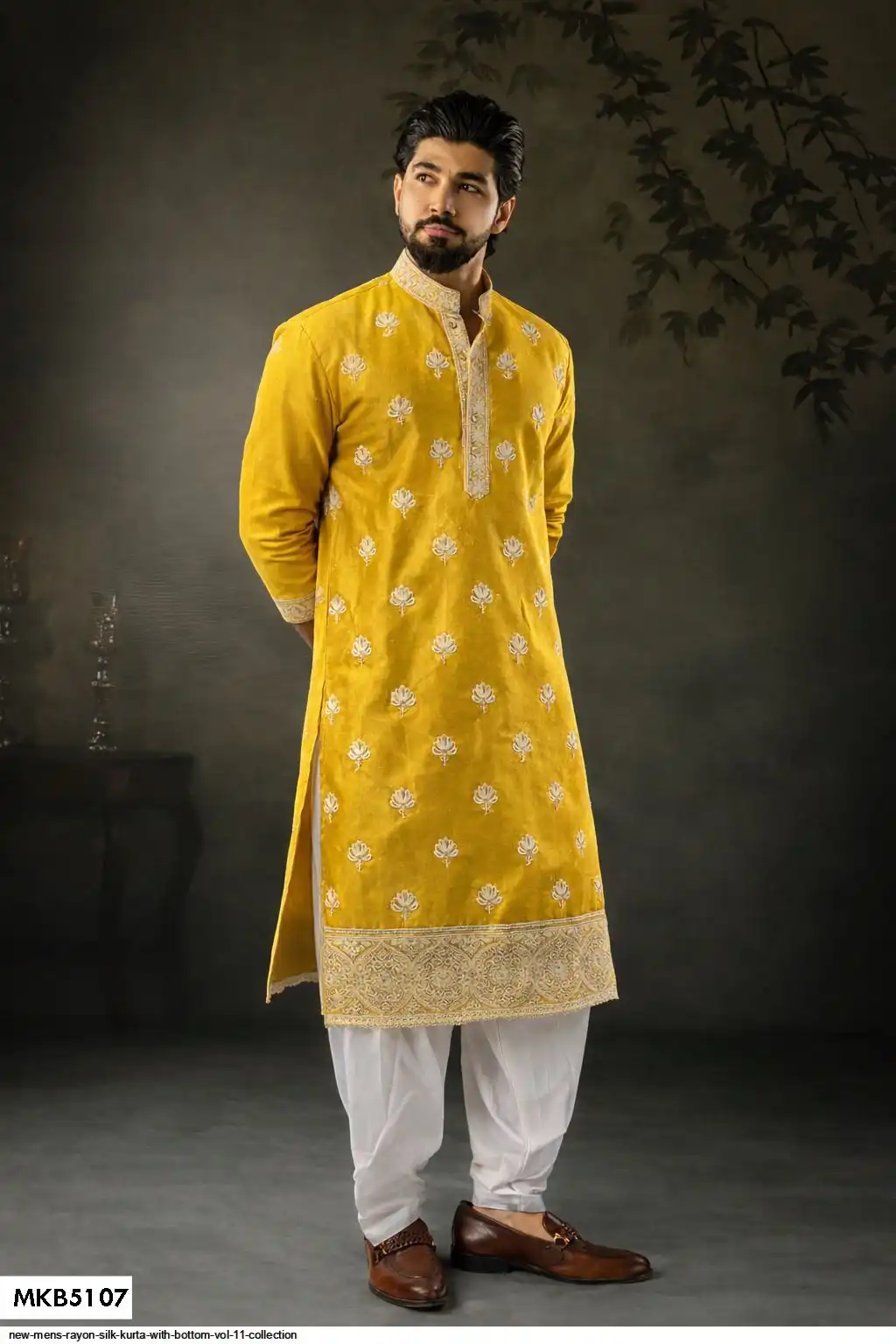 NEW MENS RAYON SILK KURTA WITH BOTTOM VOL 11 COLLECTION MKB5107