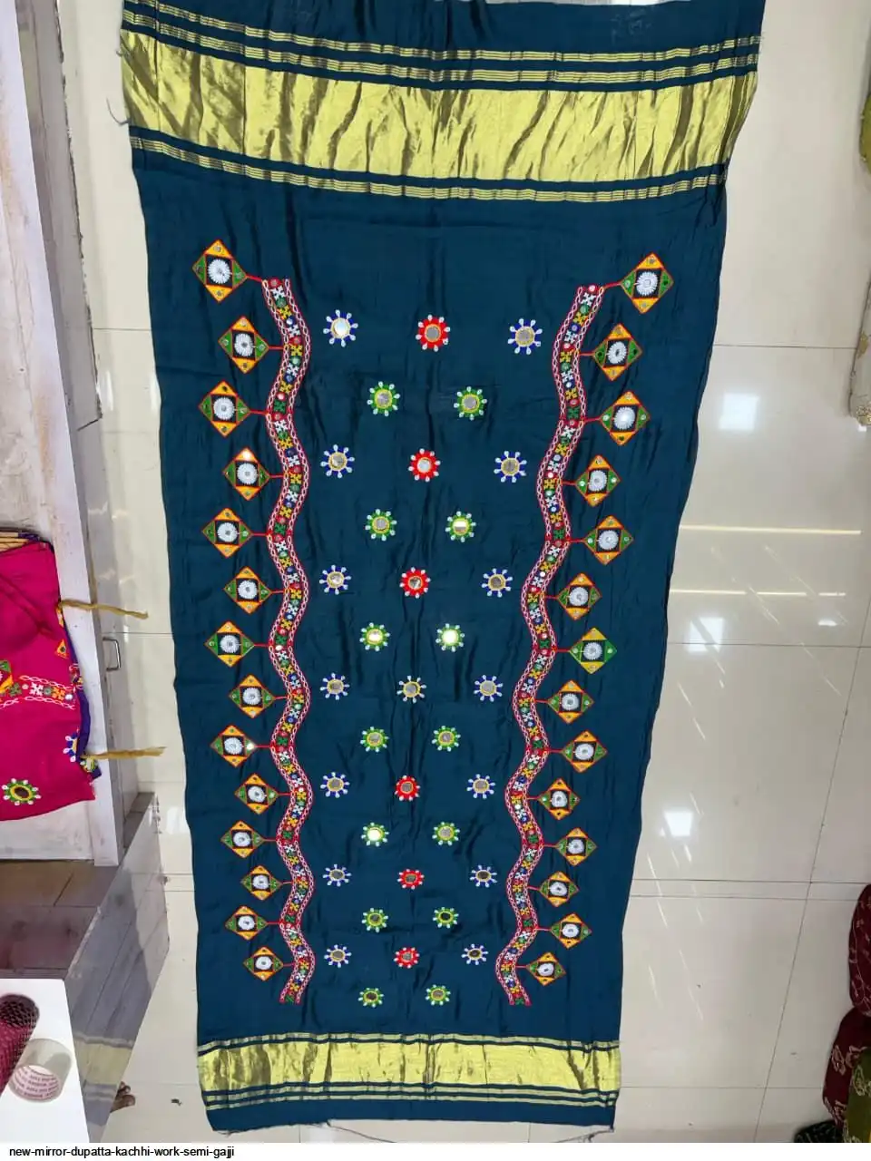 NEW MIRROR DUPATTA KACHHI WORK SEMI GAJJI 3
