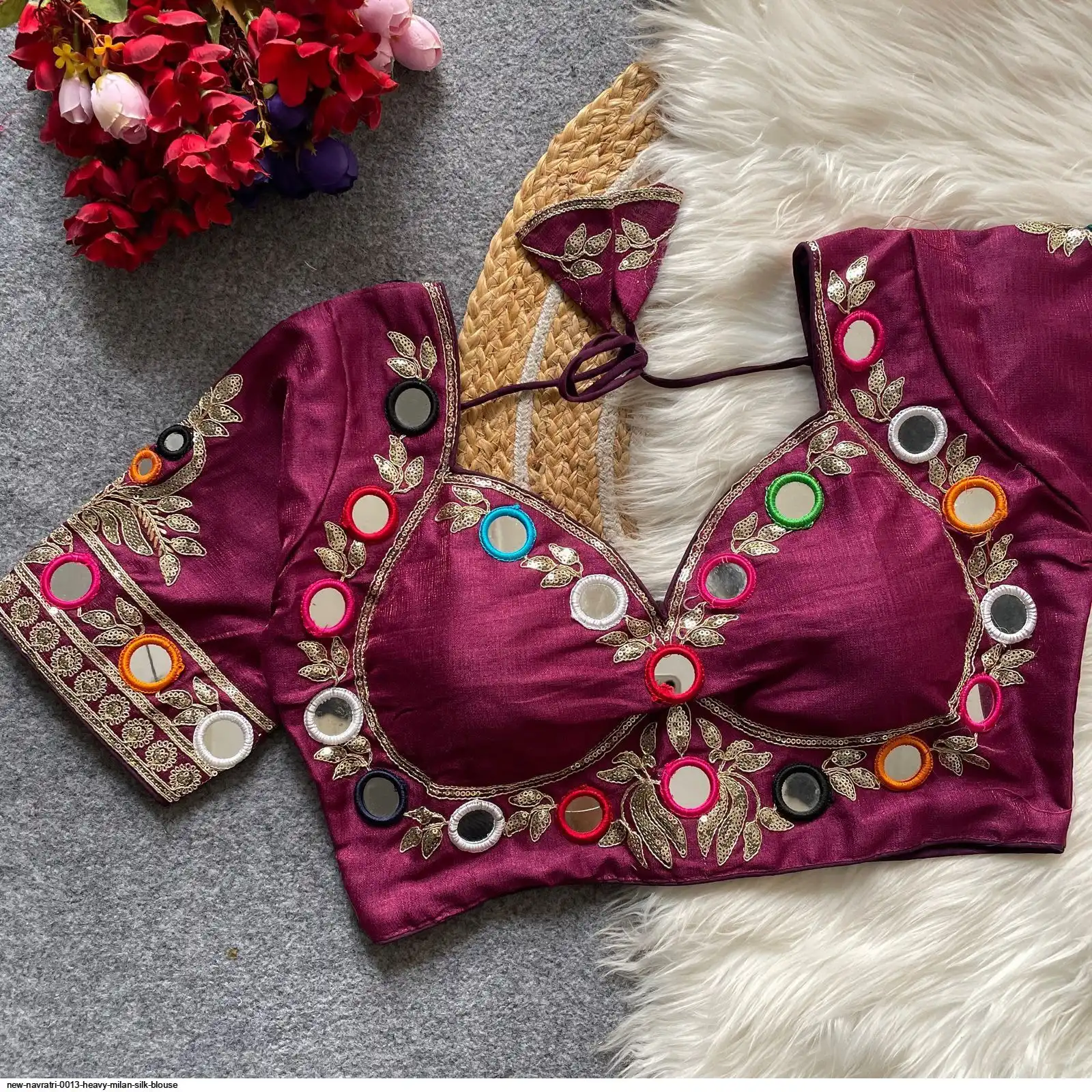 NEW NAVRATRI 0013 HEAVY MILAN SILK BLOUSE 8