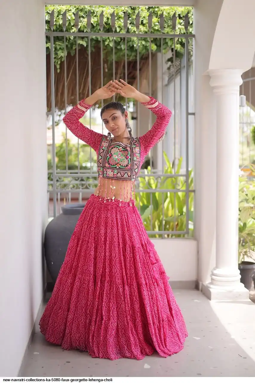 NEW NAVRATRI COLLECTIONS KA 5080 FAUX GEORGETTE LEHENGA CHOLI A