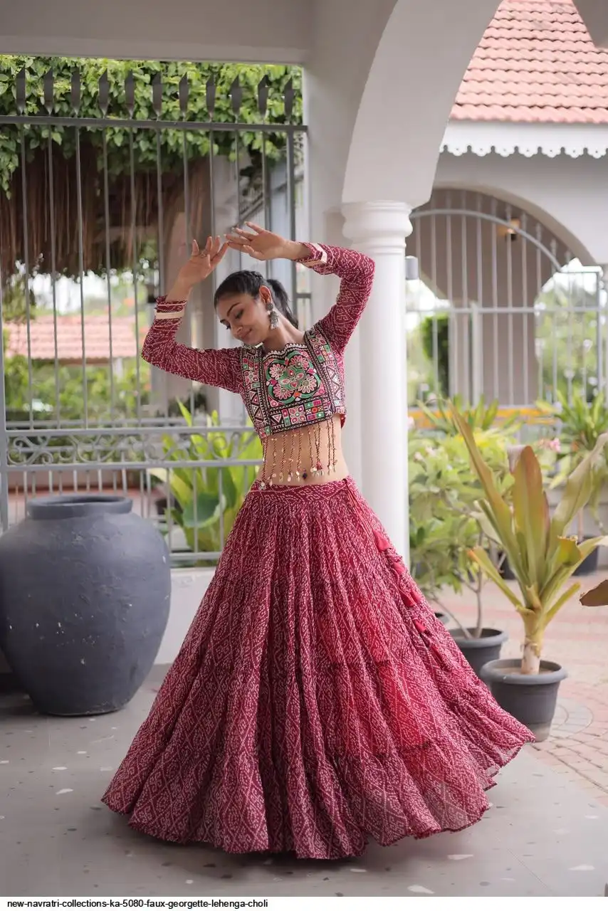 NEW NAVRATRI COLLECTIONS KA 5080 FAUX GEORGETTE LEHENGA CHOLI B