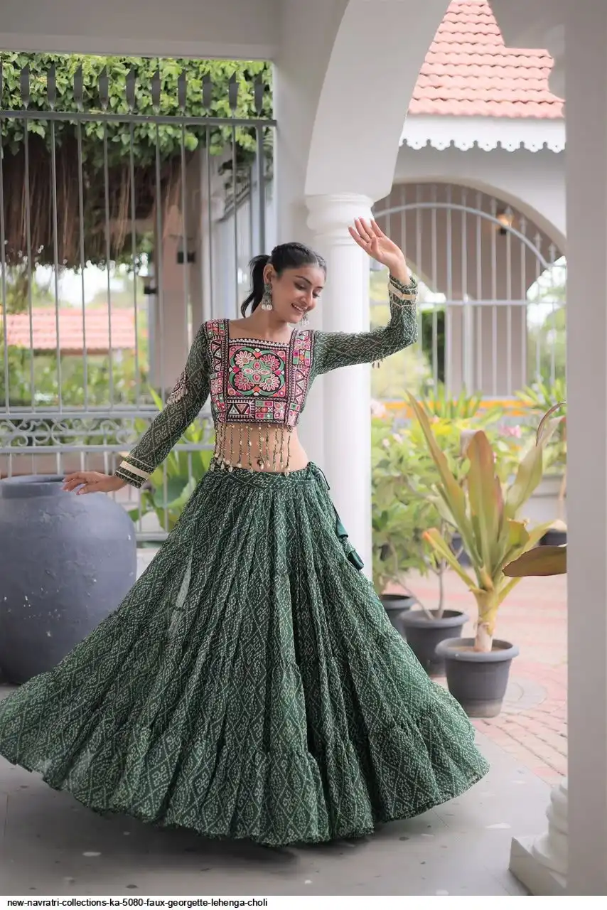 NEW NAVRATRI COLLECTIONS KA 5080 FAUX GEORGETTE LEHENGA CHOLI C