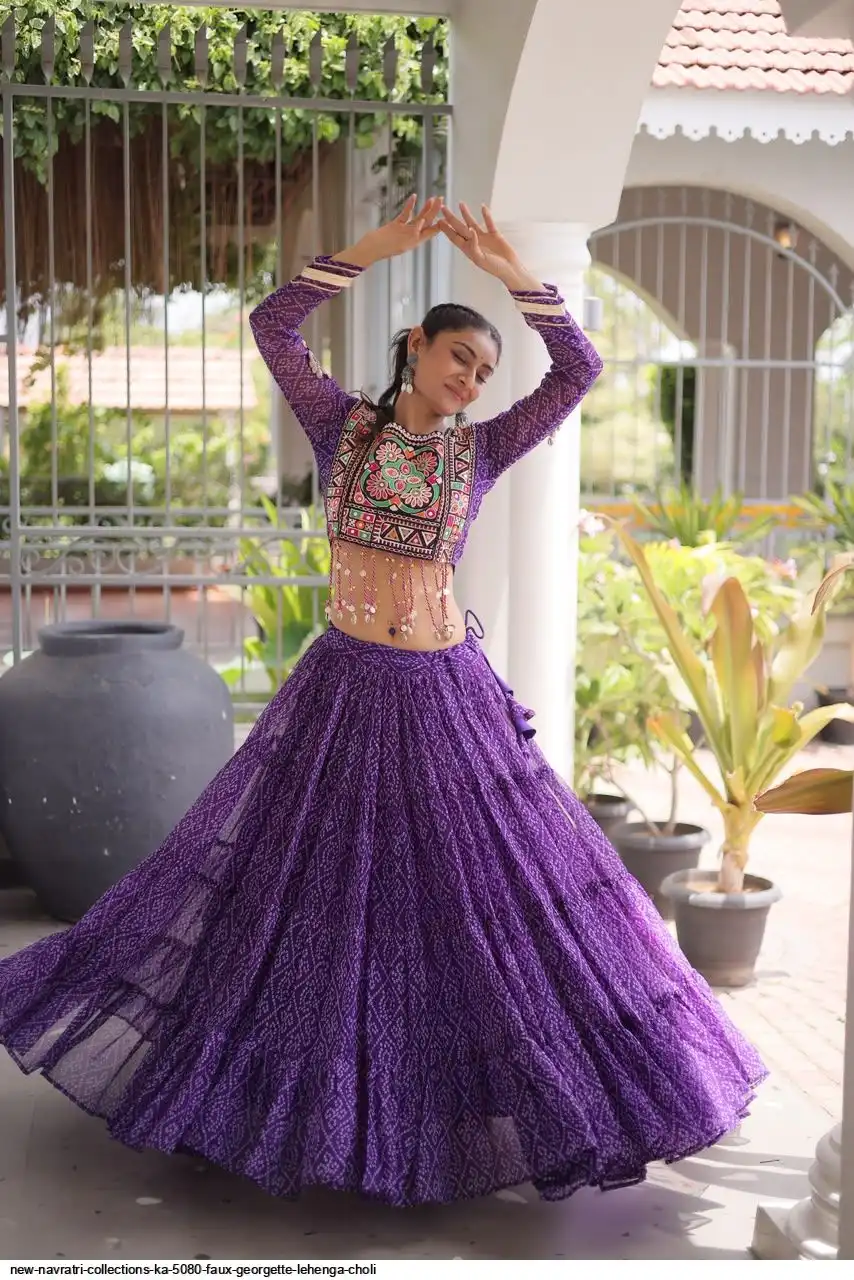 NEW NAVRATRI COLLECTIONS KA 5080 FAUX GEORGETTE LEHENGA CHOLI D