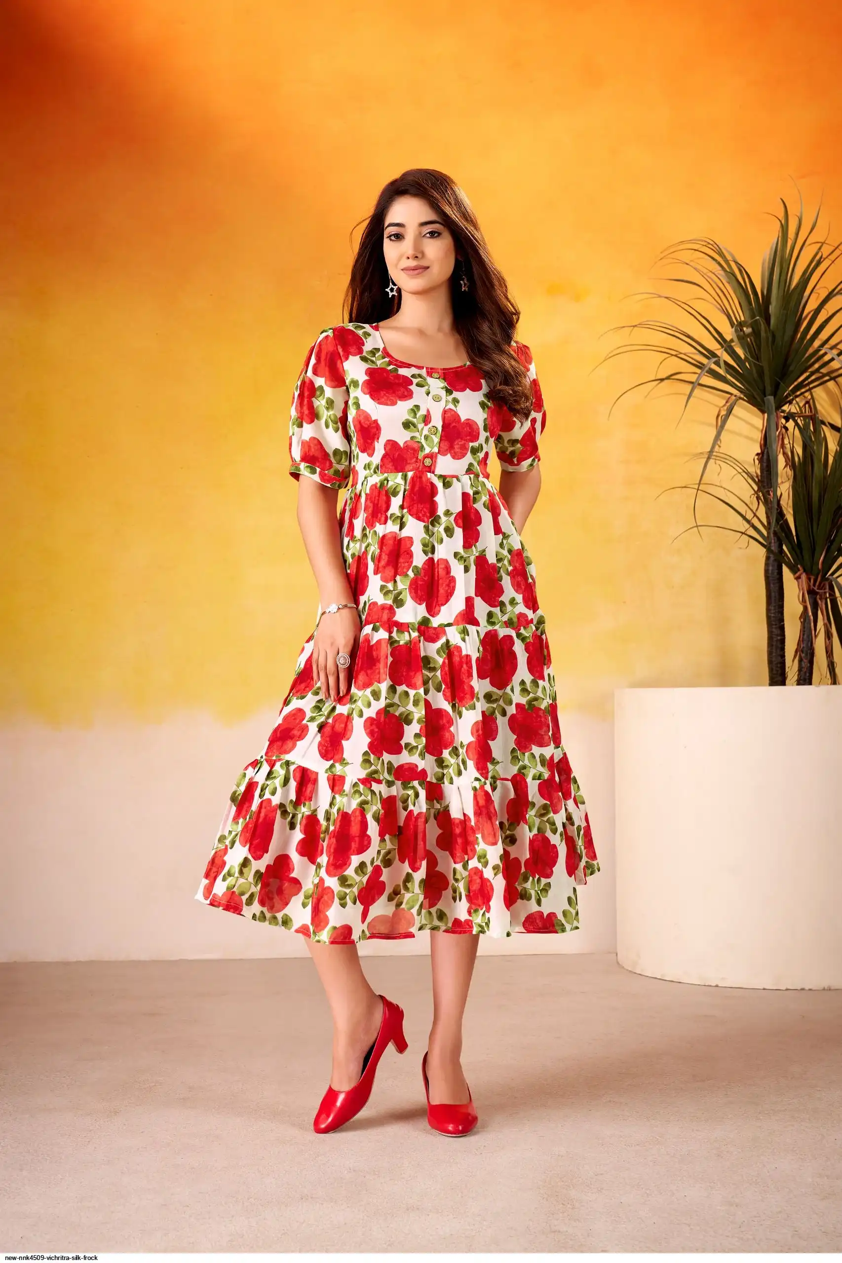 NEW CYRAA NNK4509 VICHRITRA SILK FROCK 2