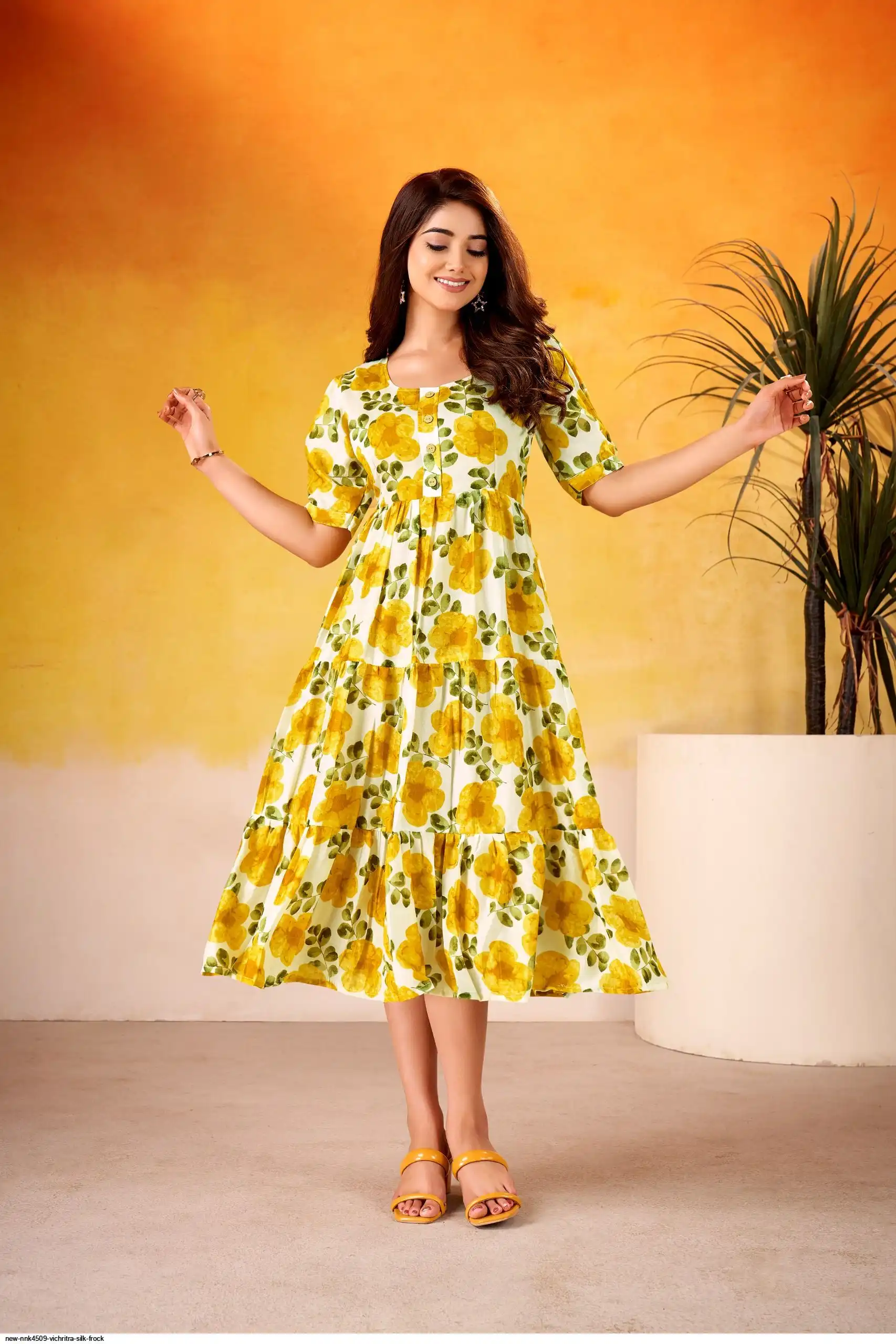 NEW CYRAA NNK4509 VICHRITRA SILK FROCK 3