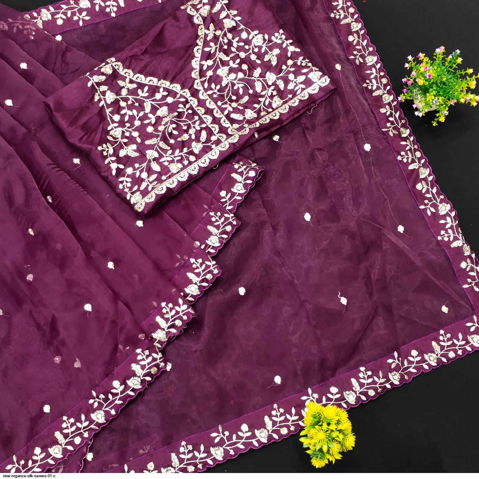 NEW ORGANZA SILK SAREES 01