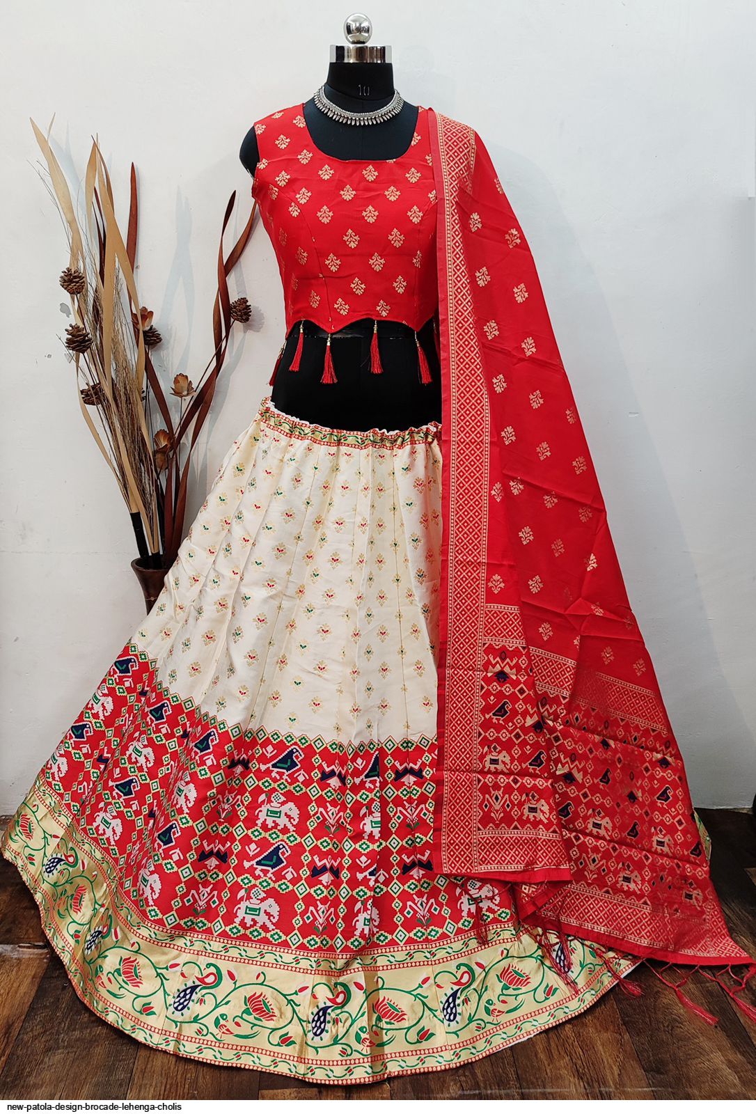 Embroidery Work On Grey Designer Wedding Wear Lehenga Choli In Brocade  Fabric