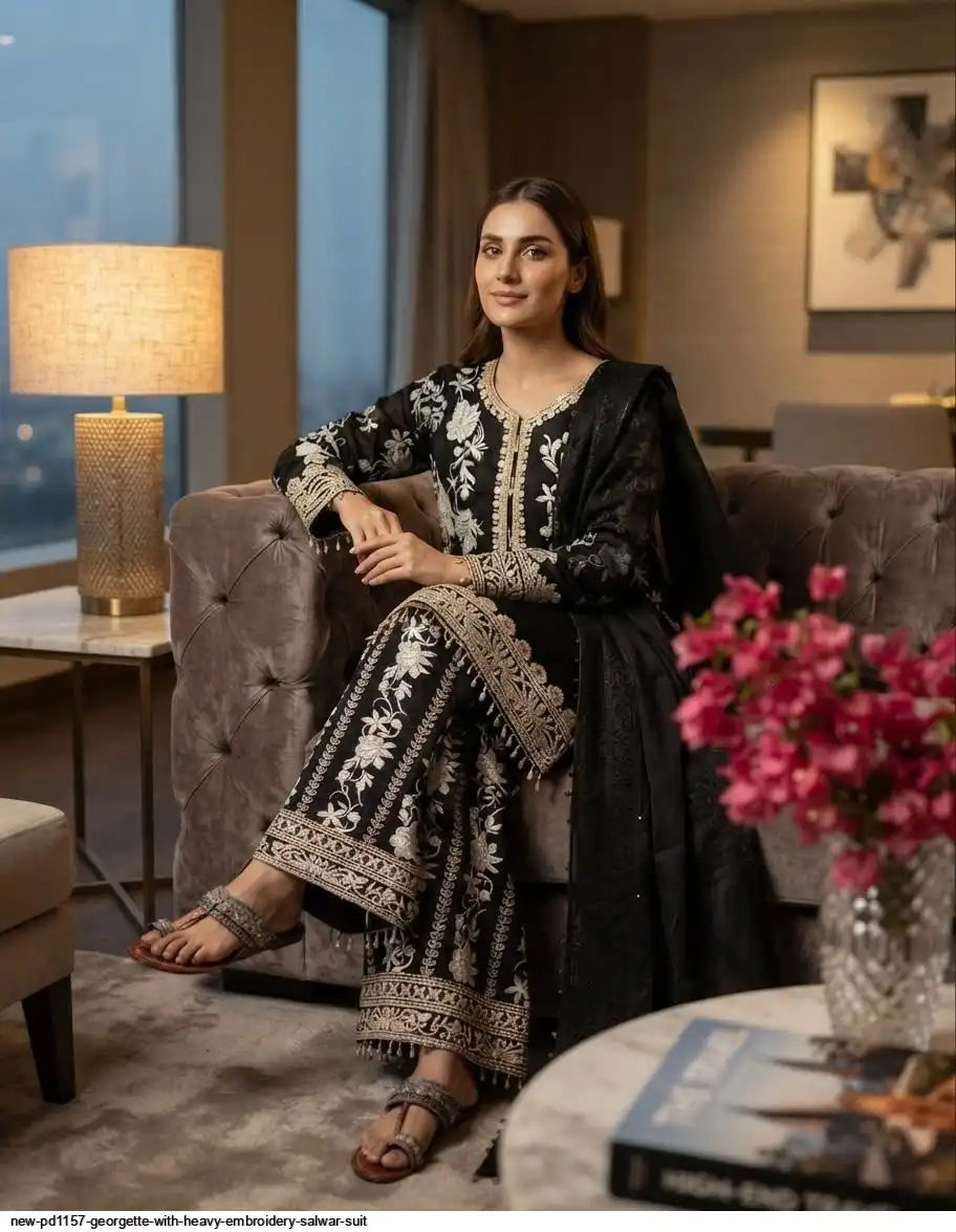NEW PD1157 GEORGETTE WITH HEAVY EMBROIDERY SALWAR SUIT 1