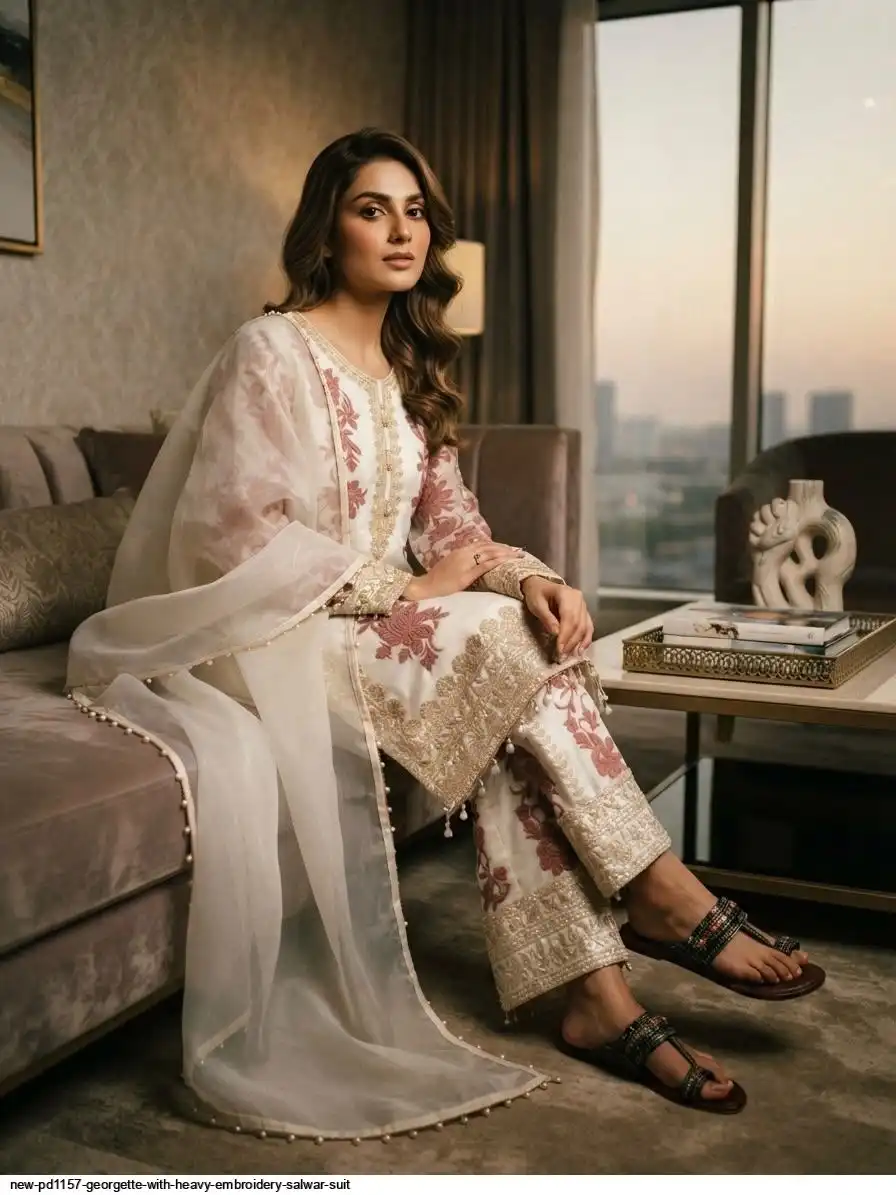 NEW PD1157 GEORGETTE WITH HEAVY EMBROIDERY SALWAR SUIT 2