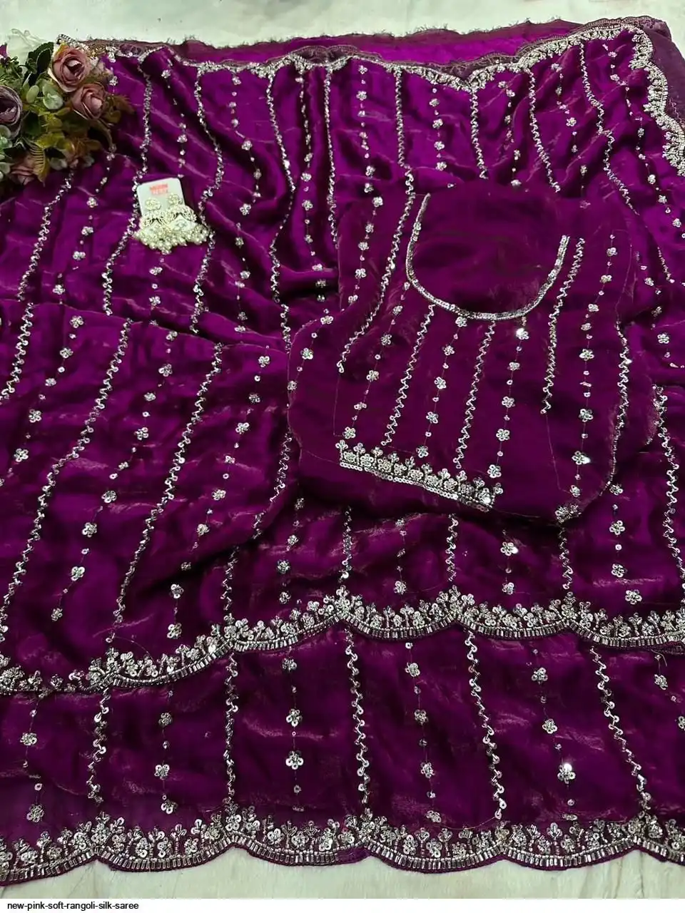 NEW PINK SOFT RANGOLI SILK SAREE 5