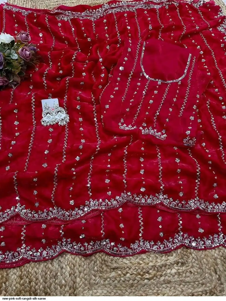 NEW PINK SOFT RANGOLI SILK SAREE 13