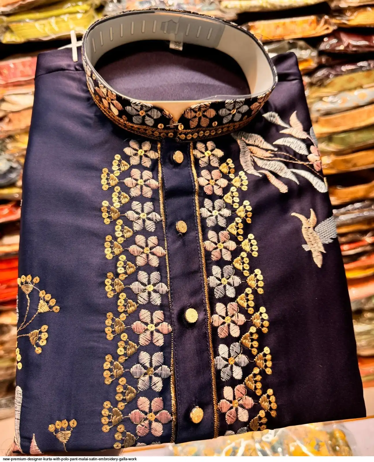 NEW PREMIUM DESIGNER KURTA WITH POLO PANT MALAI SATIN EMBROIDERY GALLA WORK 9
