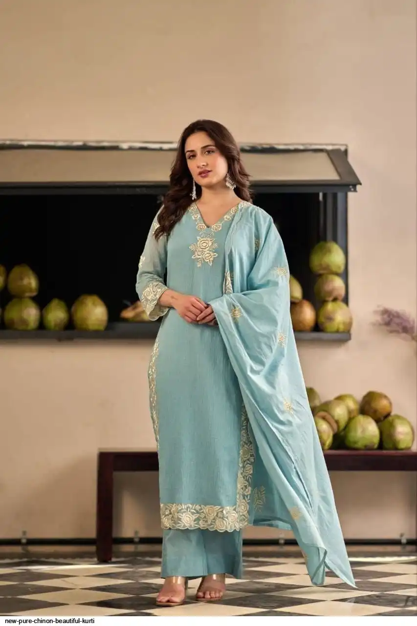NEW PURE CHINON BEAUTIFUL KURTI 1