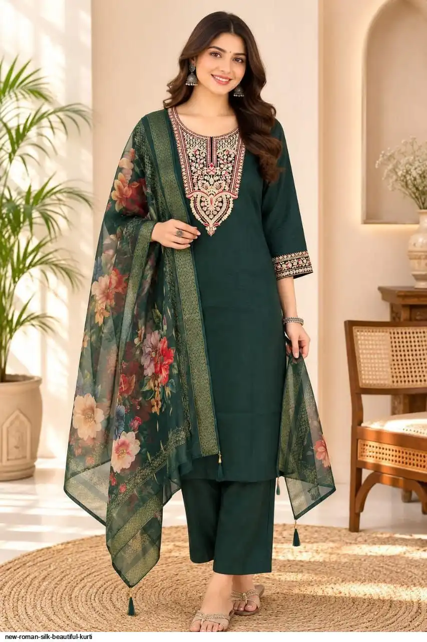 NEW ROMAN SILK BEAUTIFUL KURTI 2