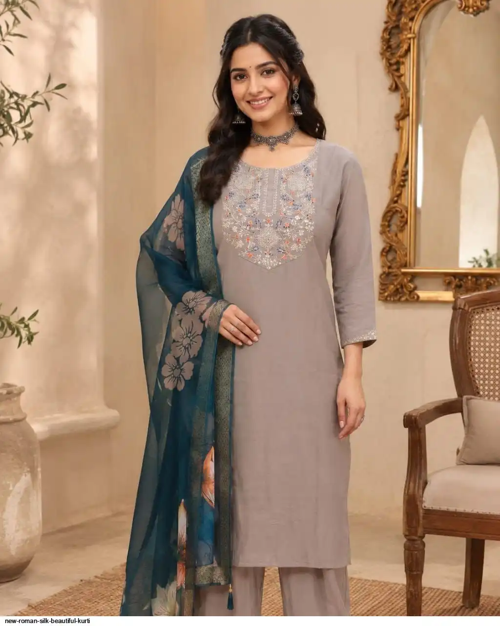 NEW ROMAN SILK BEAUTIFUL KURTI 3