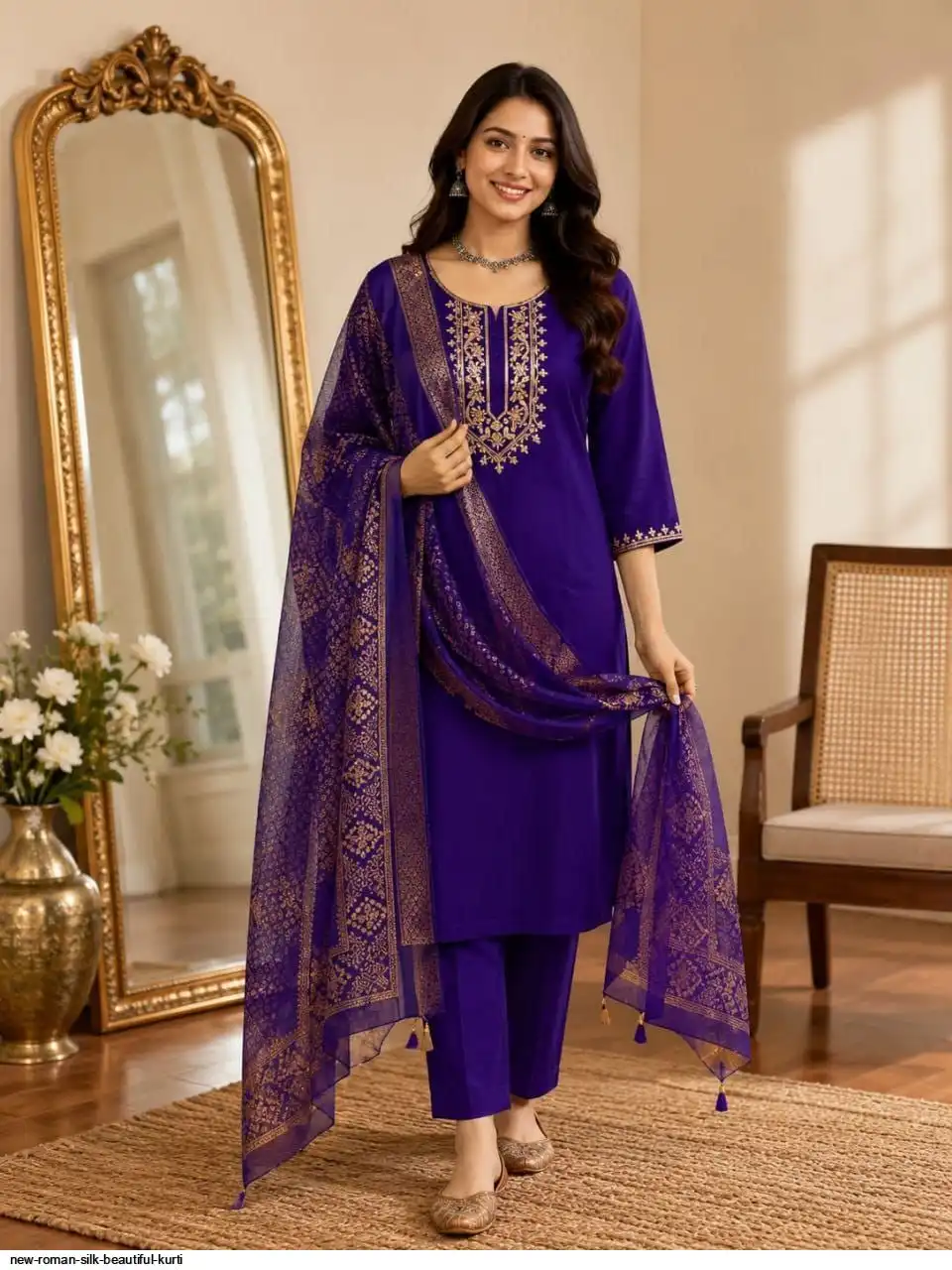 NEW ROMAN SILK BEAUTIFUL KURTI 4
