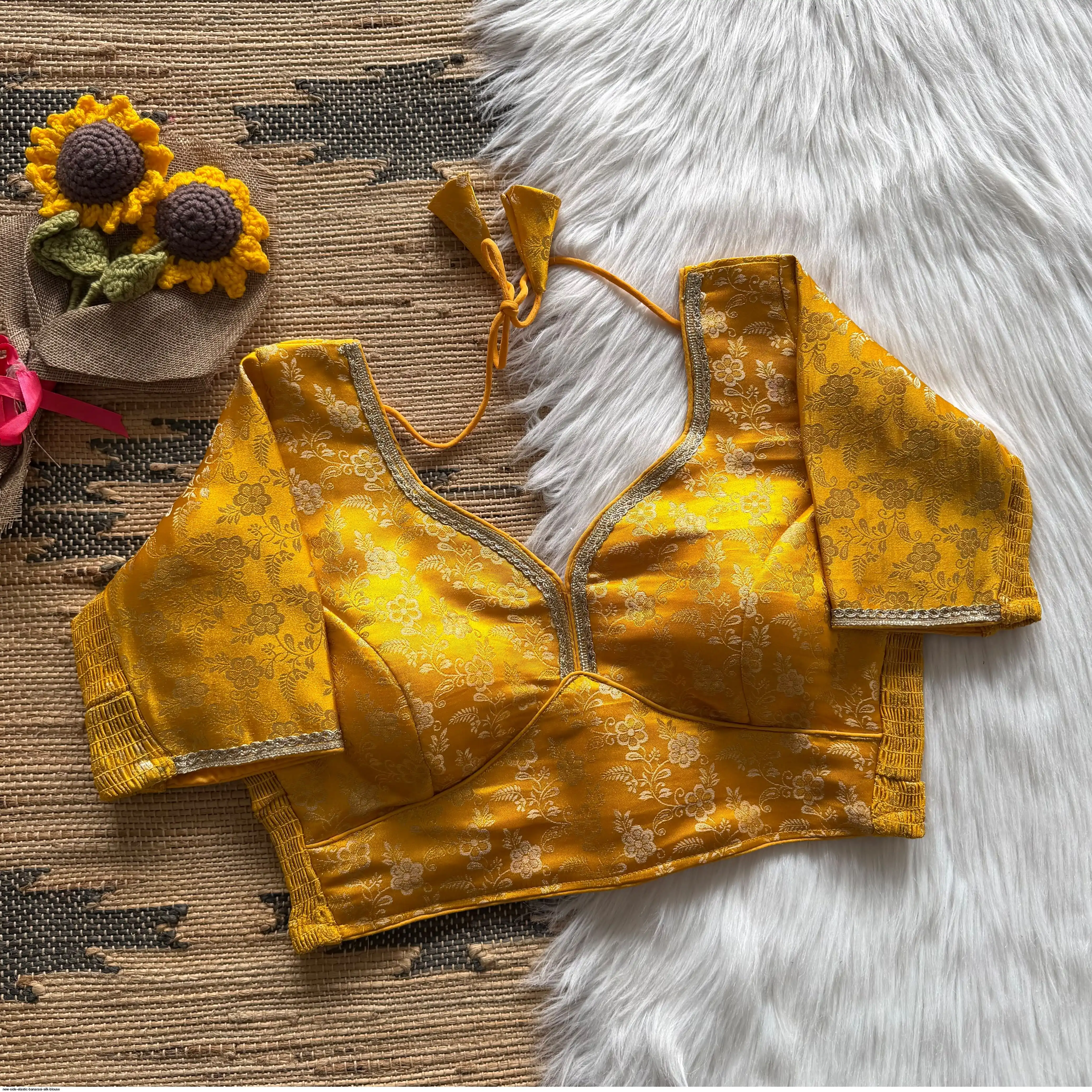 NEW SIDE ELASTIC BANARASI SILK BLOUSE 2