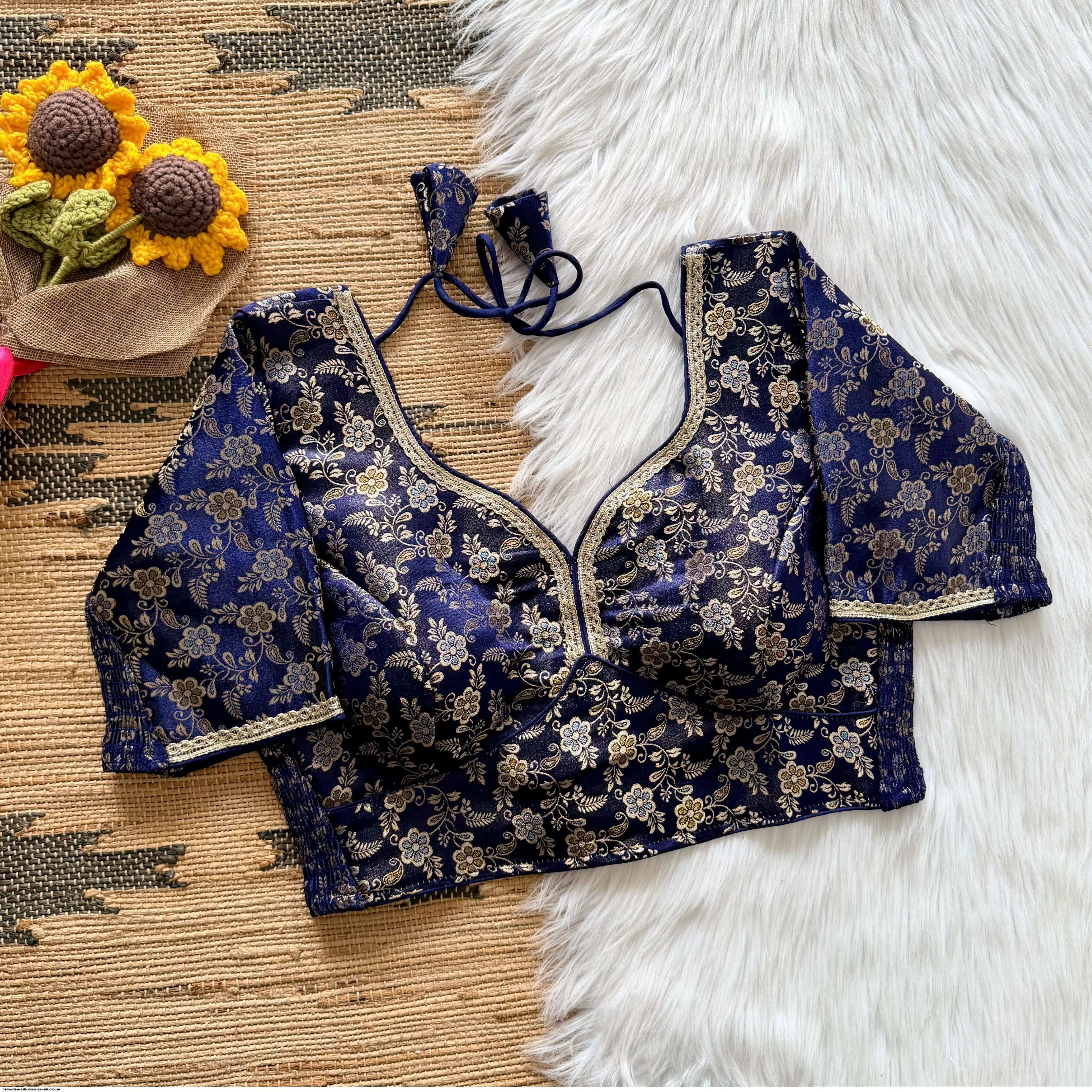 NEW SIDE ELASTIC BANARASI SILK BLOUSE 7