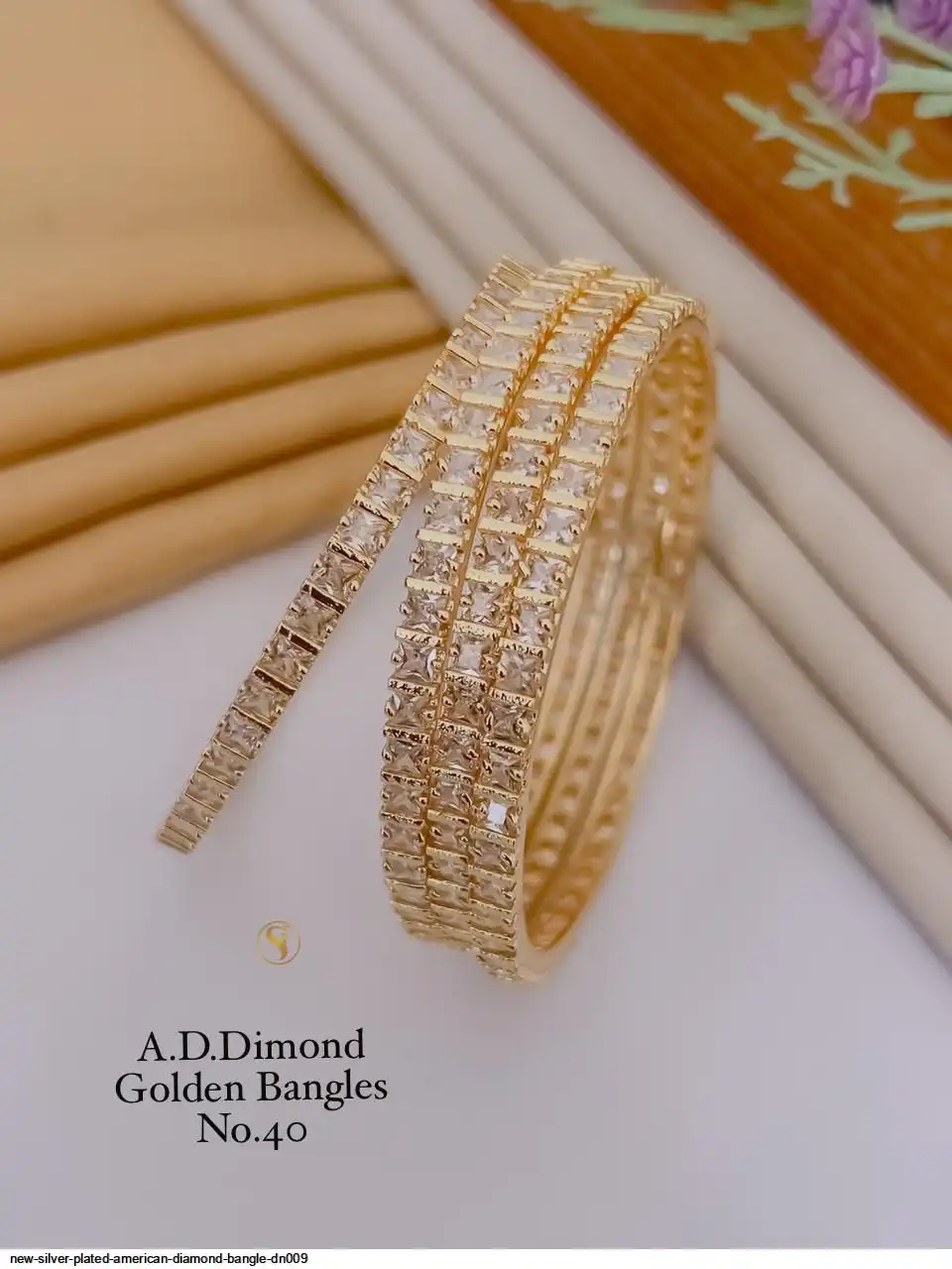 NEW SILVER PLATED AMERICAN DIAMOND BANGLE DN009 D