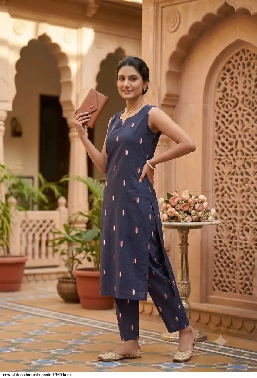 NEW SLUB COTTON WITH PRINTED 369 KURTI 3