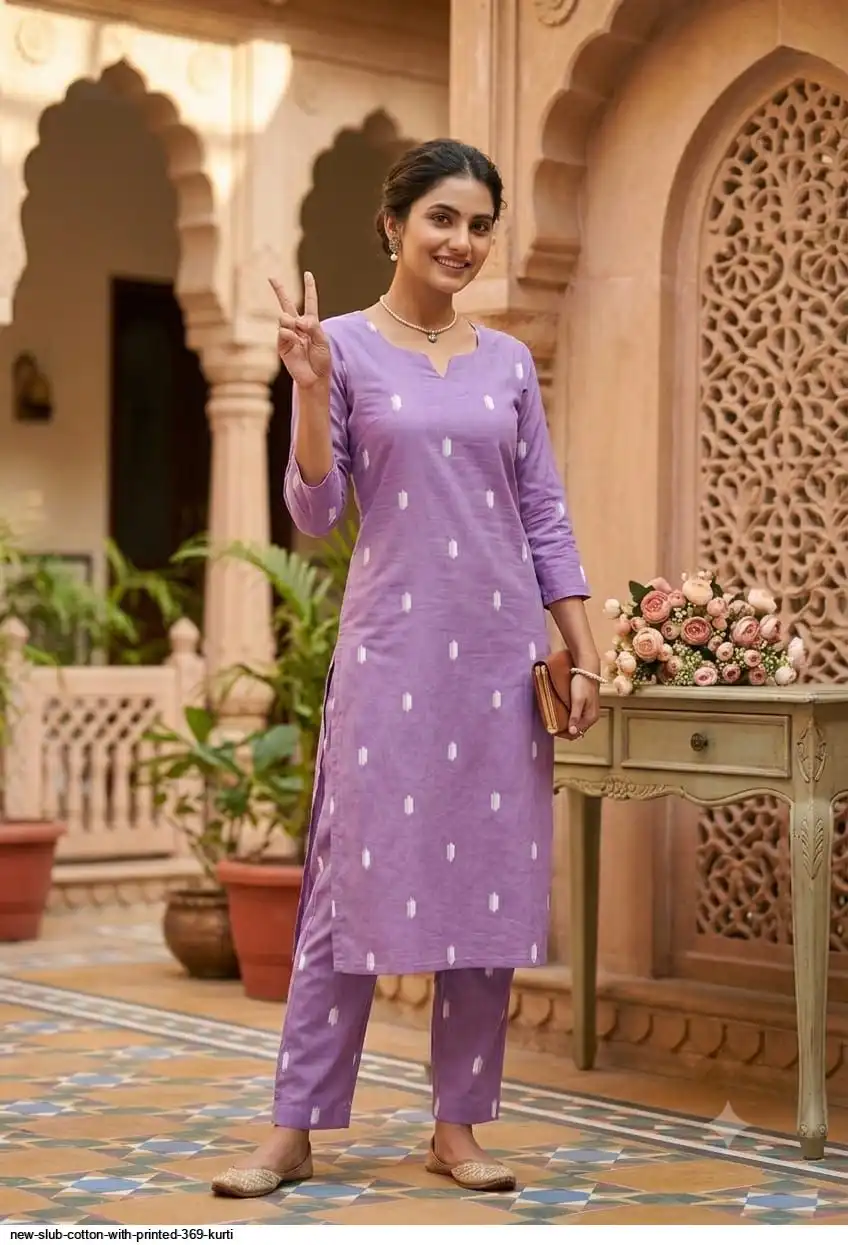 NEW SLUB COTTON WITH PRINTED 369 KURTI 4