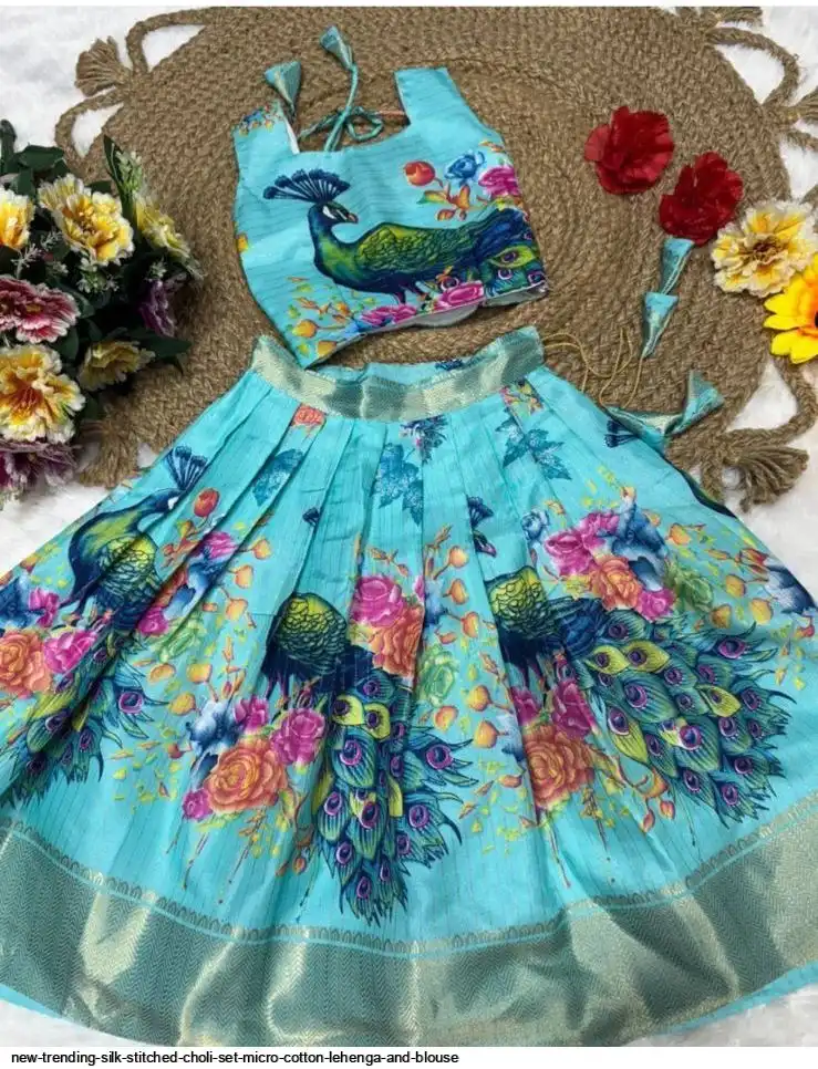NEW TRENDING SILK STITCHED CHOLI SET MICRO COTTON LEHENGA AND BLOUSE 1
