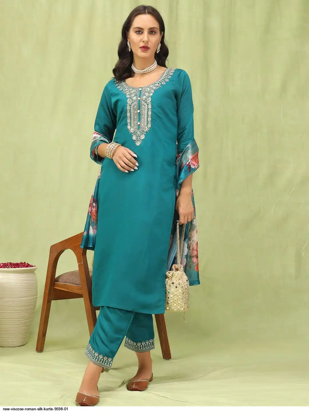 NEW VISCOSE ROMAN SILK KURTIS 9598 01