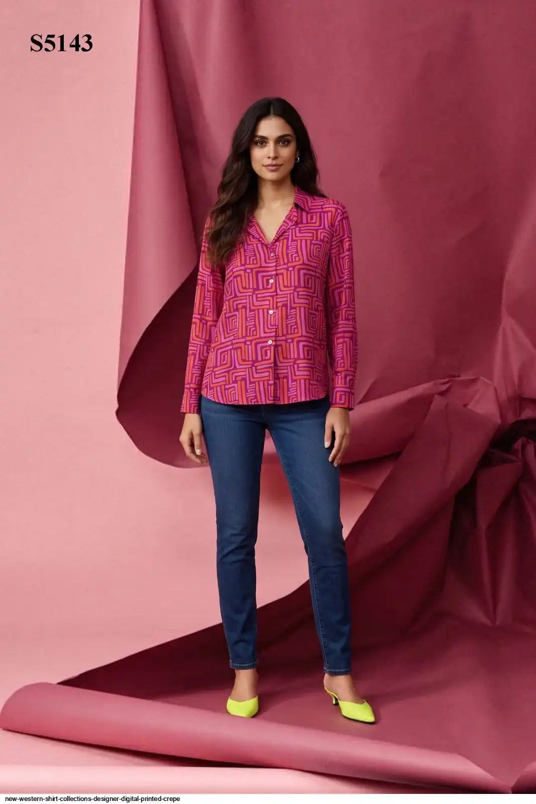 NEW WESTERN SHIRT COLLECTIONS DESIGNER DIGITAL PRINTED CREPE 5143