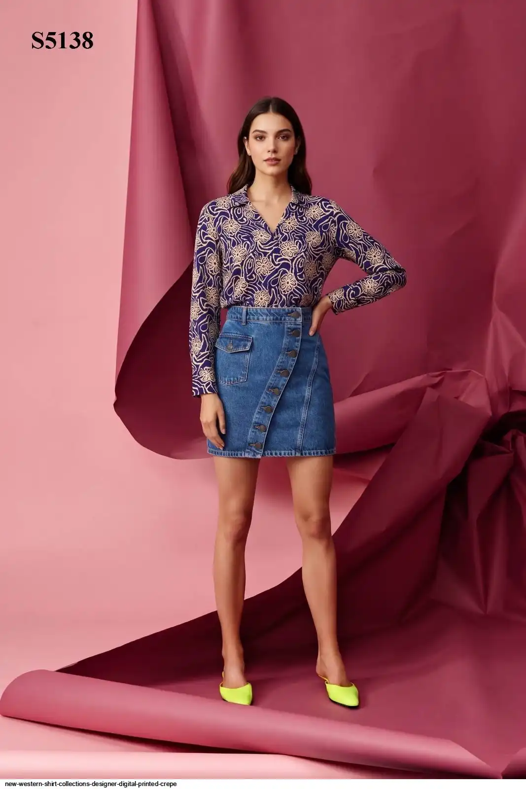 NEW WESTERN SHIRT COLLECTIONS DESIGNER DIGITAL PRINTED CREPE 5138